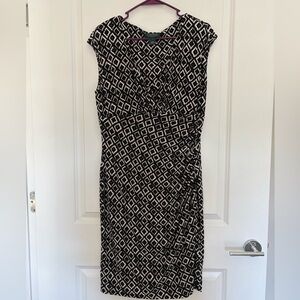 Lauren Ralph Lauren Black and White Geometric Midi Dress